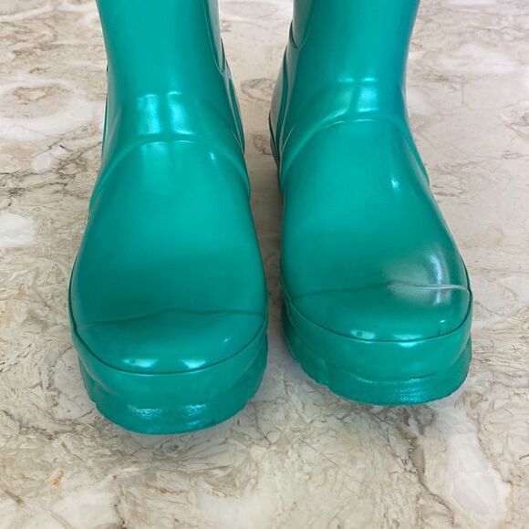 Hunter Short Glossy Waterproof Rain Boots Teal - Picture 7 of 13